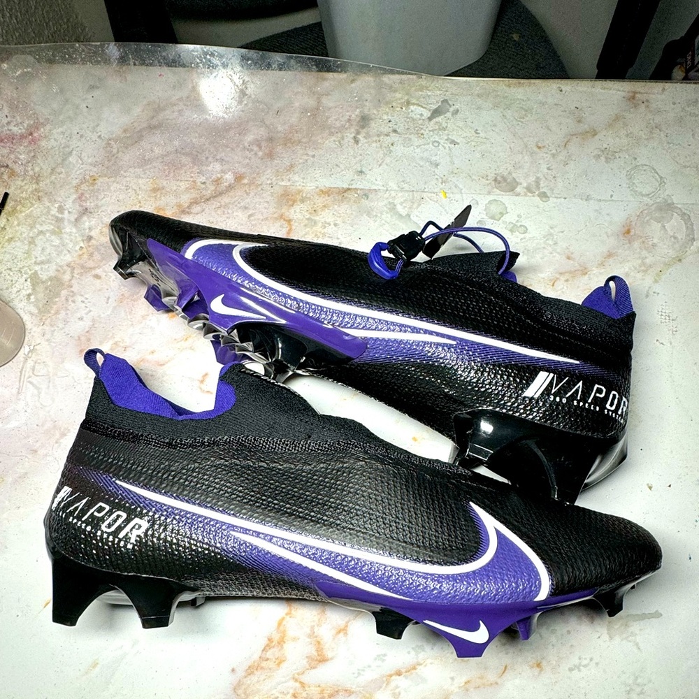 Nike Vapor Edge Speed 360 Black Purple Football Cleats Men Size 14.5 CV6349-001